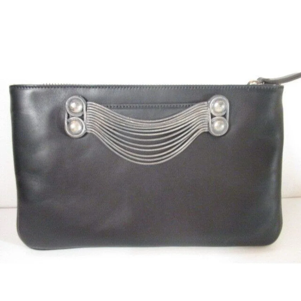 Dannijo Womne's Viper Soma Metallic Chain Leather Clutch Bag NWOT 695
